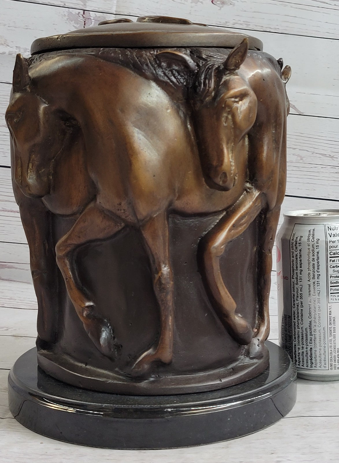 Elegant Bronze Urn Statue Sculpture Hand Made Horses Classical Art Deco Sale