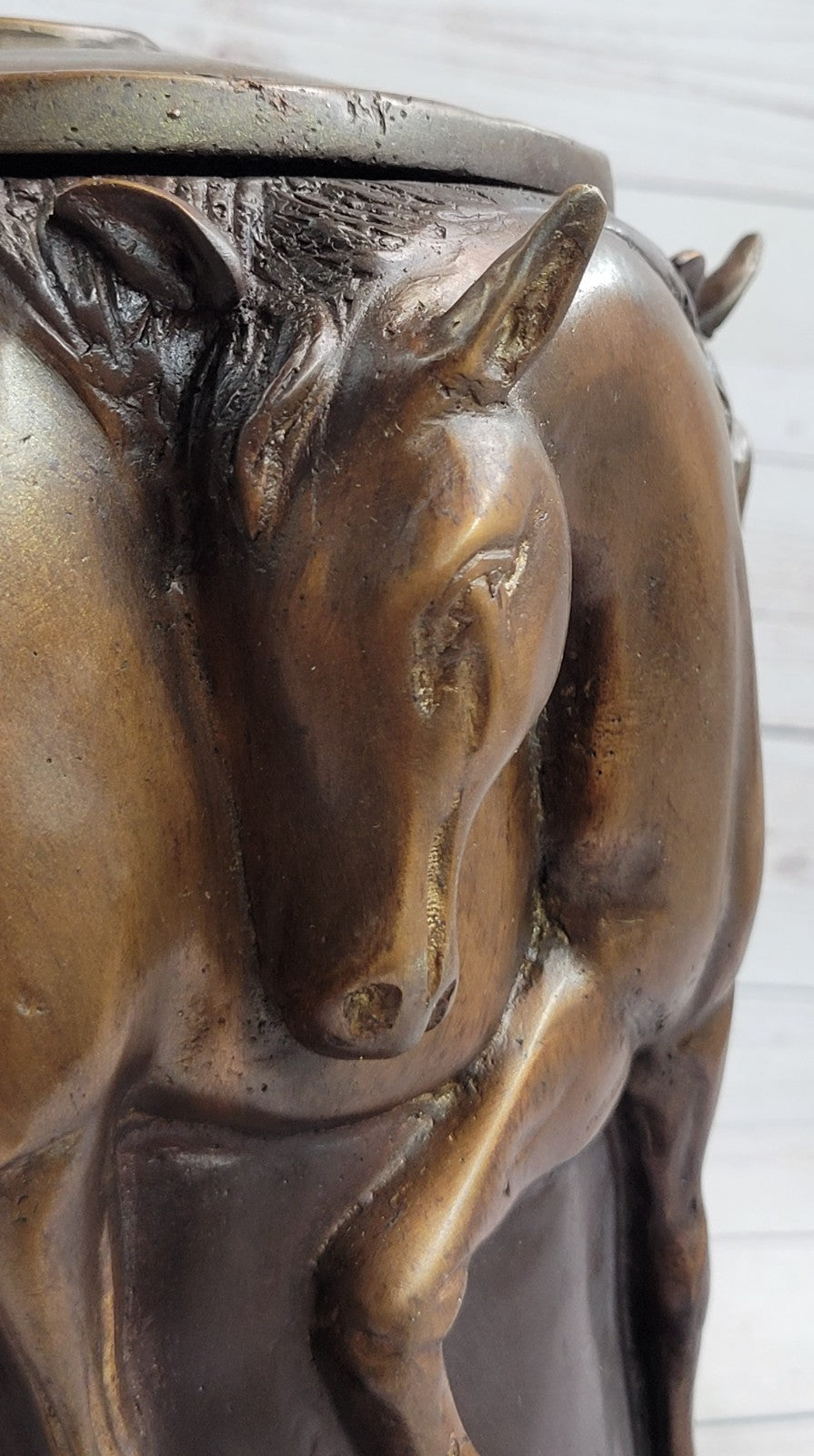 Elegant Bronze Urn Statue Sculpture Hand Made Horses Classical Art Deco Sale