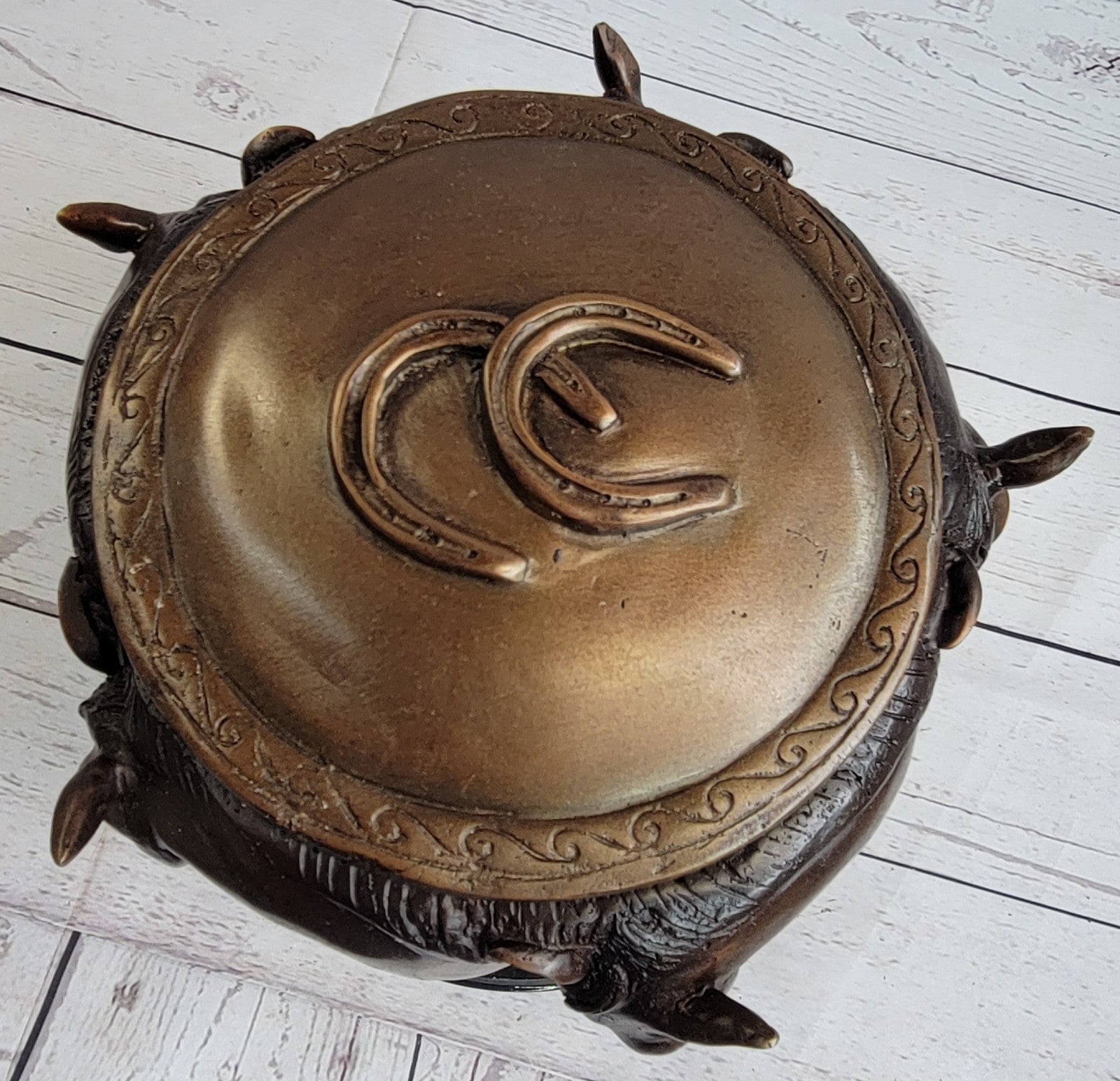 Elegant Bronze Urn Statue Sculpture Hand Made Horses Classical Art Deco Sale