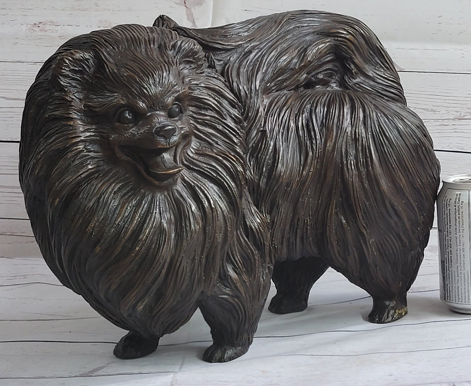 Pomeranian dog - a Extra Large statuette of bronze, metal figurine sculpture Art