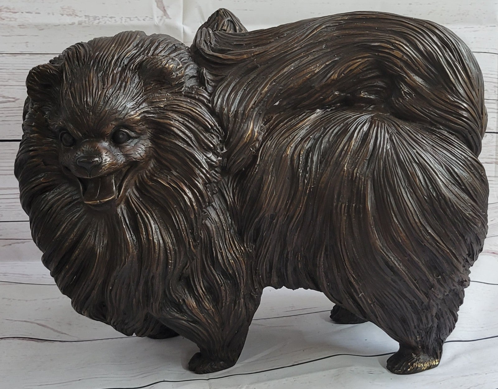 Pomeranian dog - a Extra Large statuette of bronze, metal figurine sculpture Art