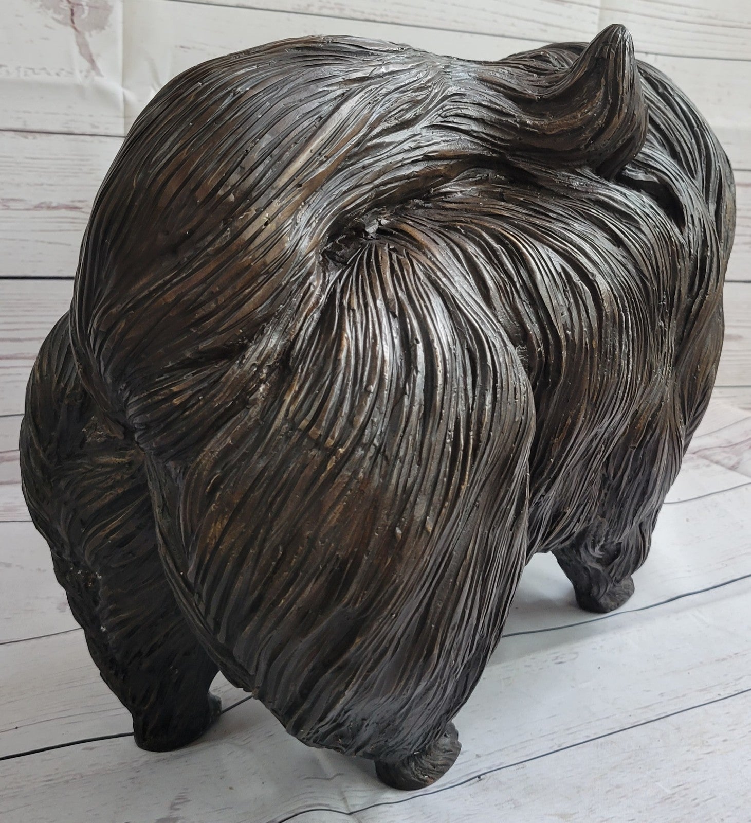 Pomeranian dog - a Extra Large statuette of bronze, metal figurine sculpture Art