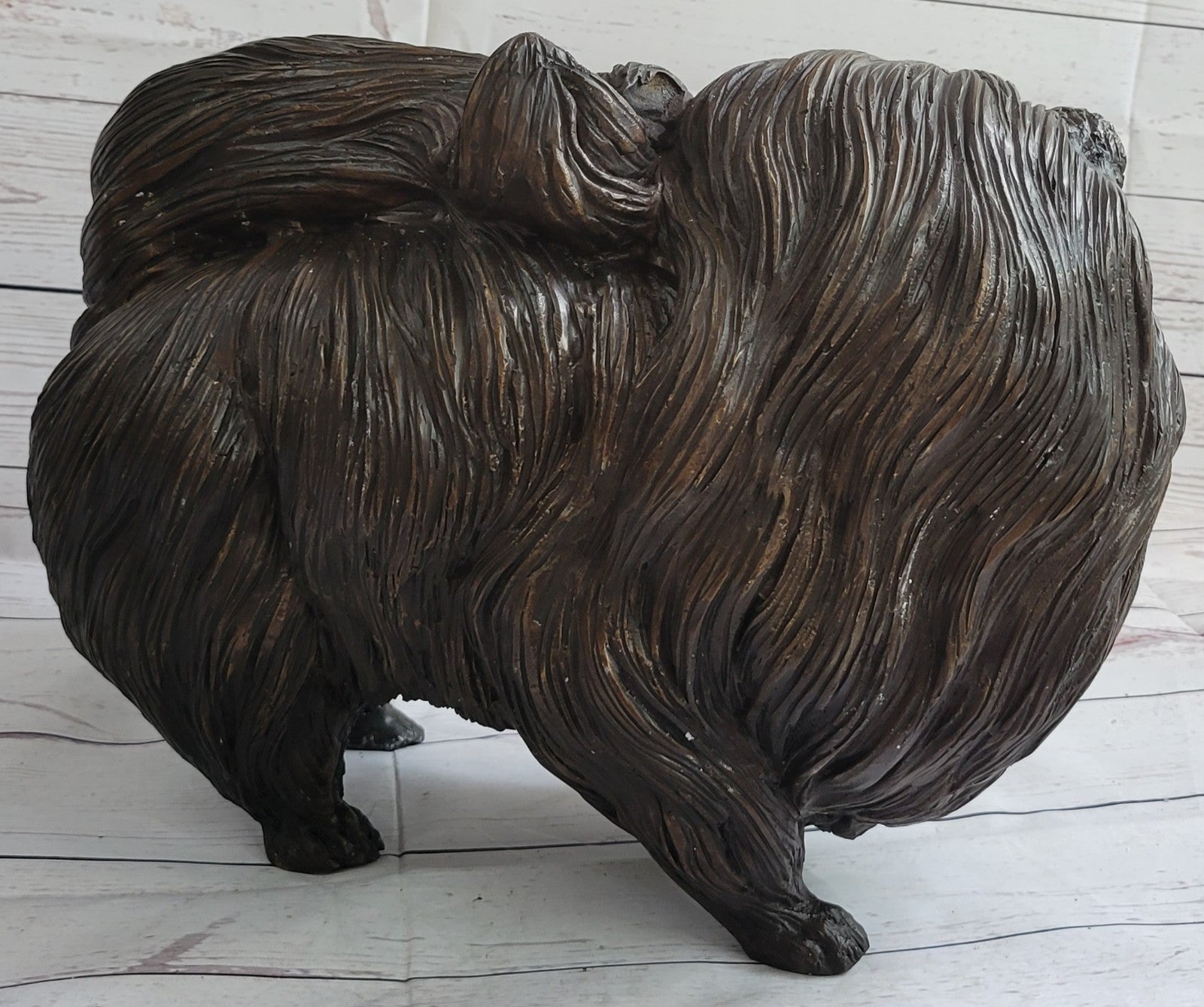 Pomeranian dog - a Extra Large statuette of bronze, metal figurine sculpture Art