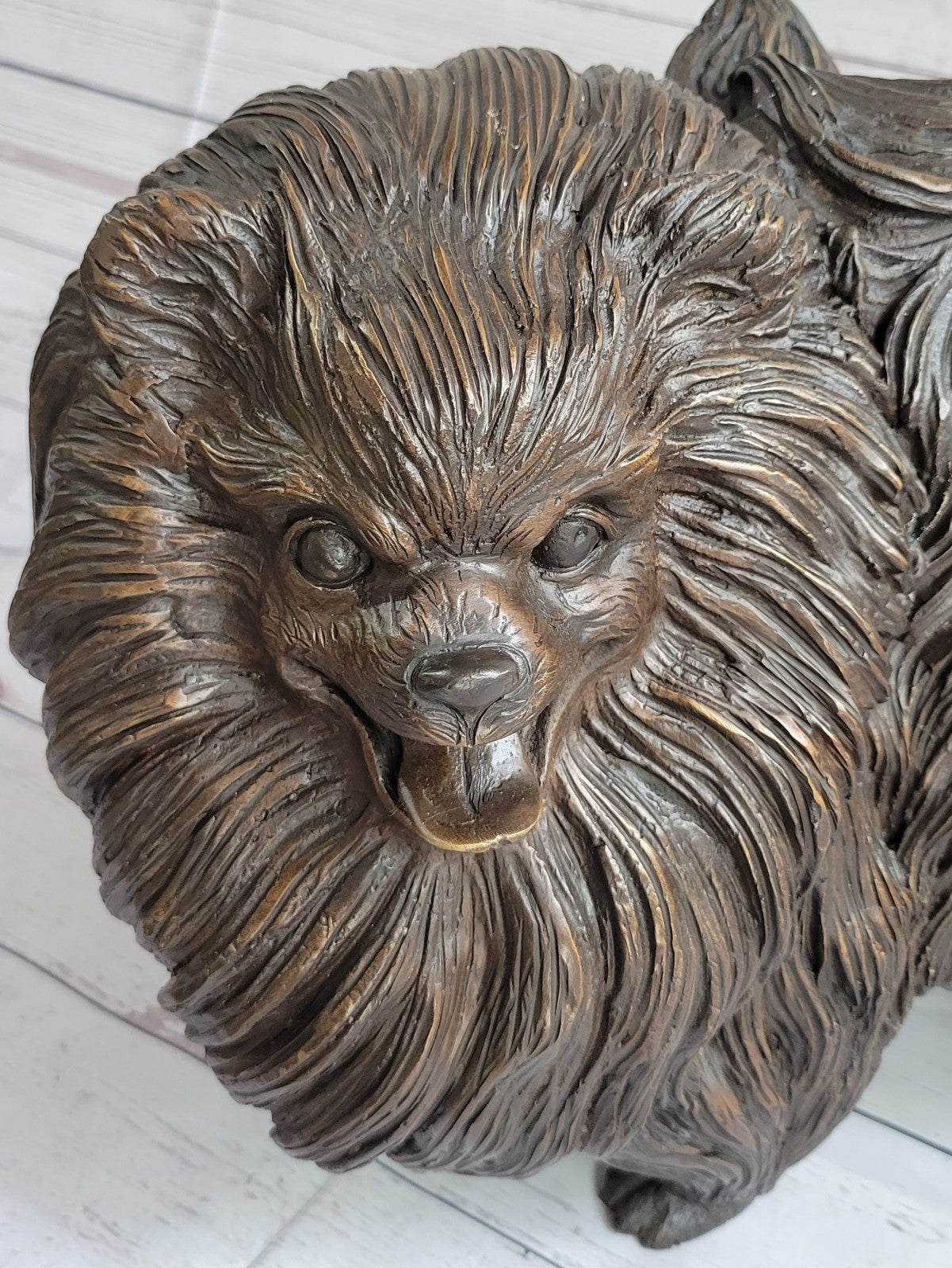 Pomeranian dog - a Extra Large statuette of bronze, metal figurine sculpture Art