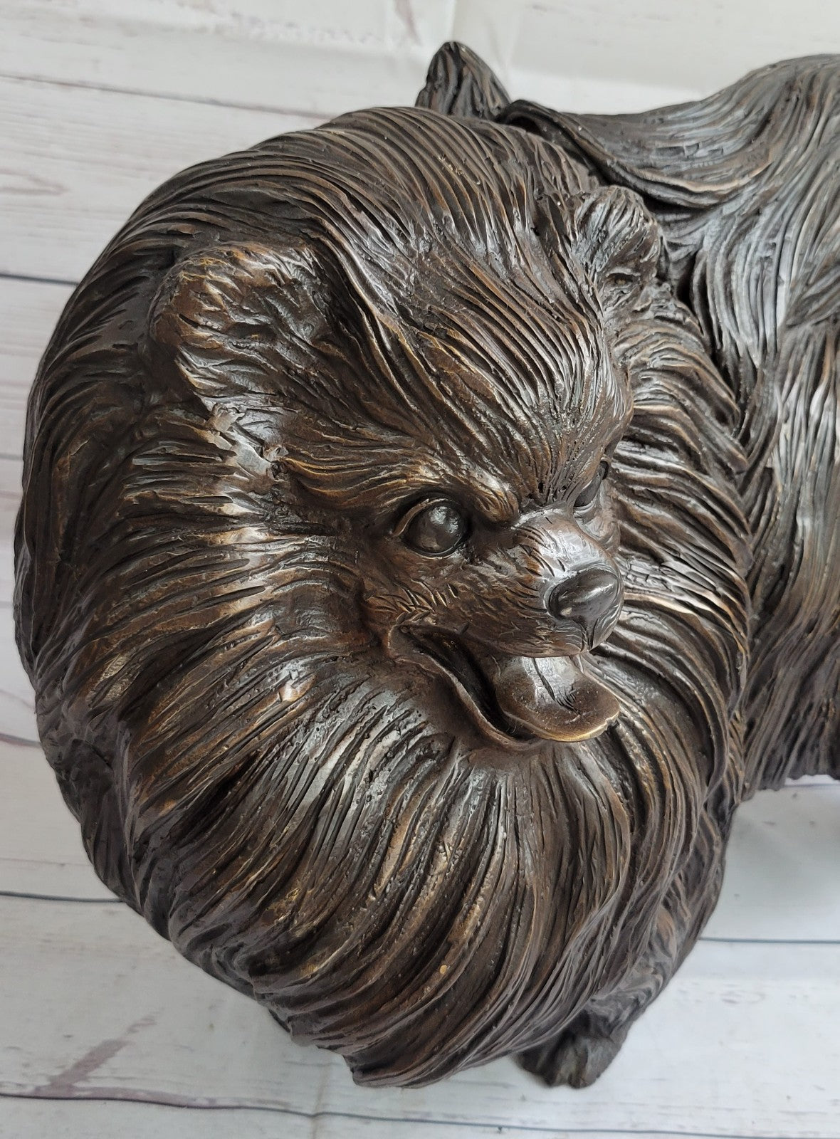Pomeranian dog - a Extra Large statuette of bronze, metal figurine sculpture Art