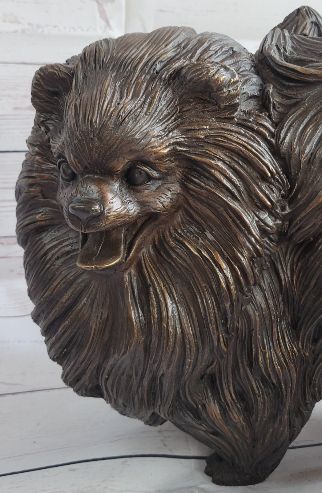 Pomeranian dog - a Extra Large statuette of bronze, metal figurine sculpture Art