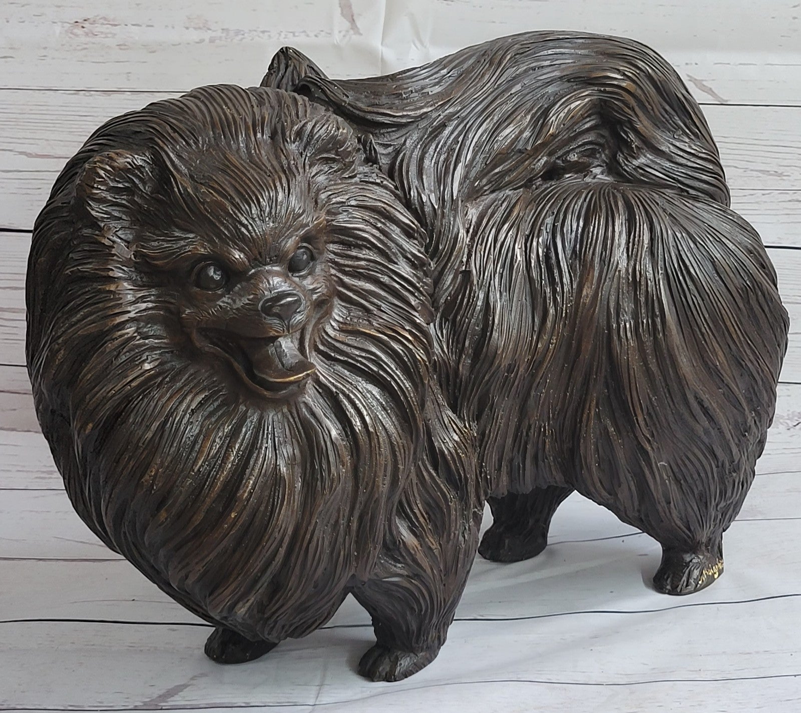 Pomeranian dog - a Extra Large statuette of bronze, metal figurine sculpture Art