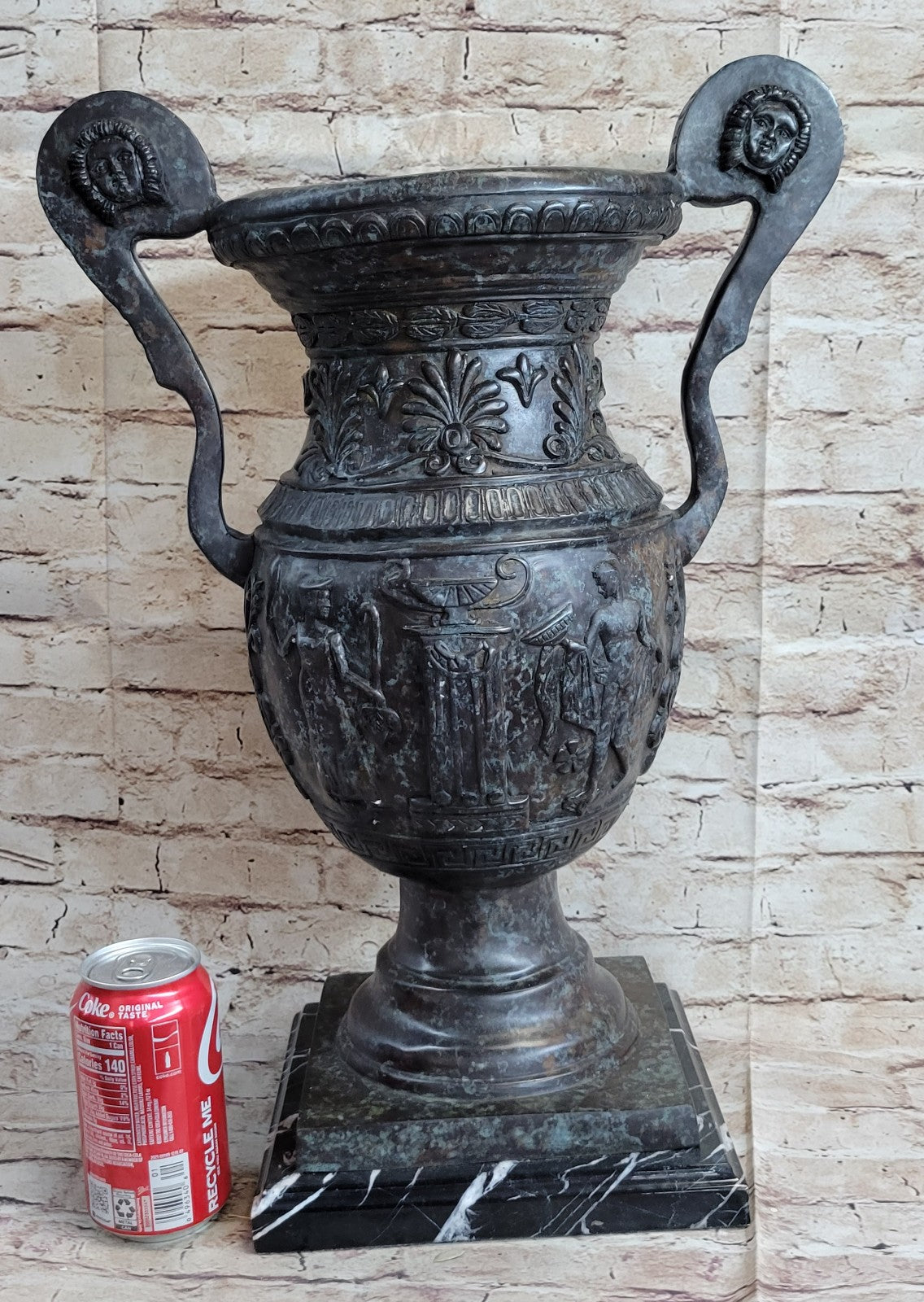 Art Deco Verdi Handcrafted Detailed Bronze Vase Sculpture Figurine Figure Decor