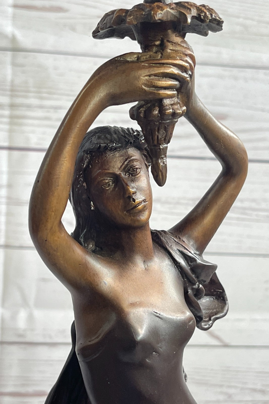 Auguste Moreau sculpture /candle stick patinated genuine bronze statue