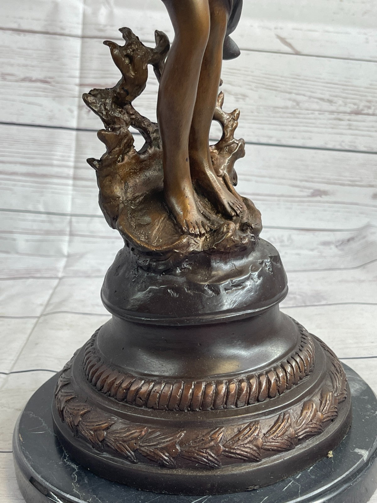 Auguste Moreau sculpture /candle stick patinated genuine bronze statue
