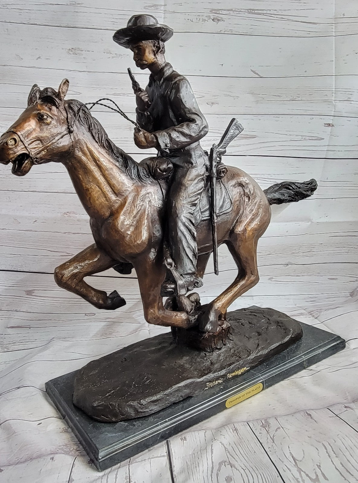"TROOPER OF THE PLAINS" Bronze Reproduction Cavalry Soldier FREDRIC REMINGTON