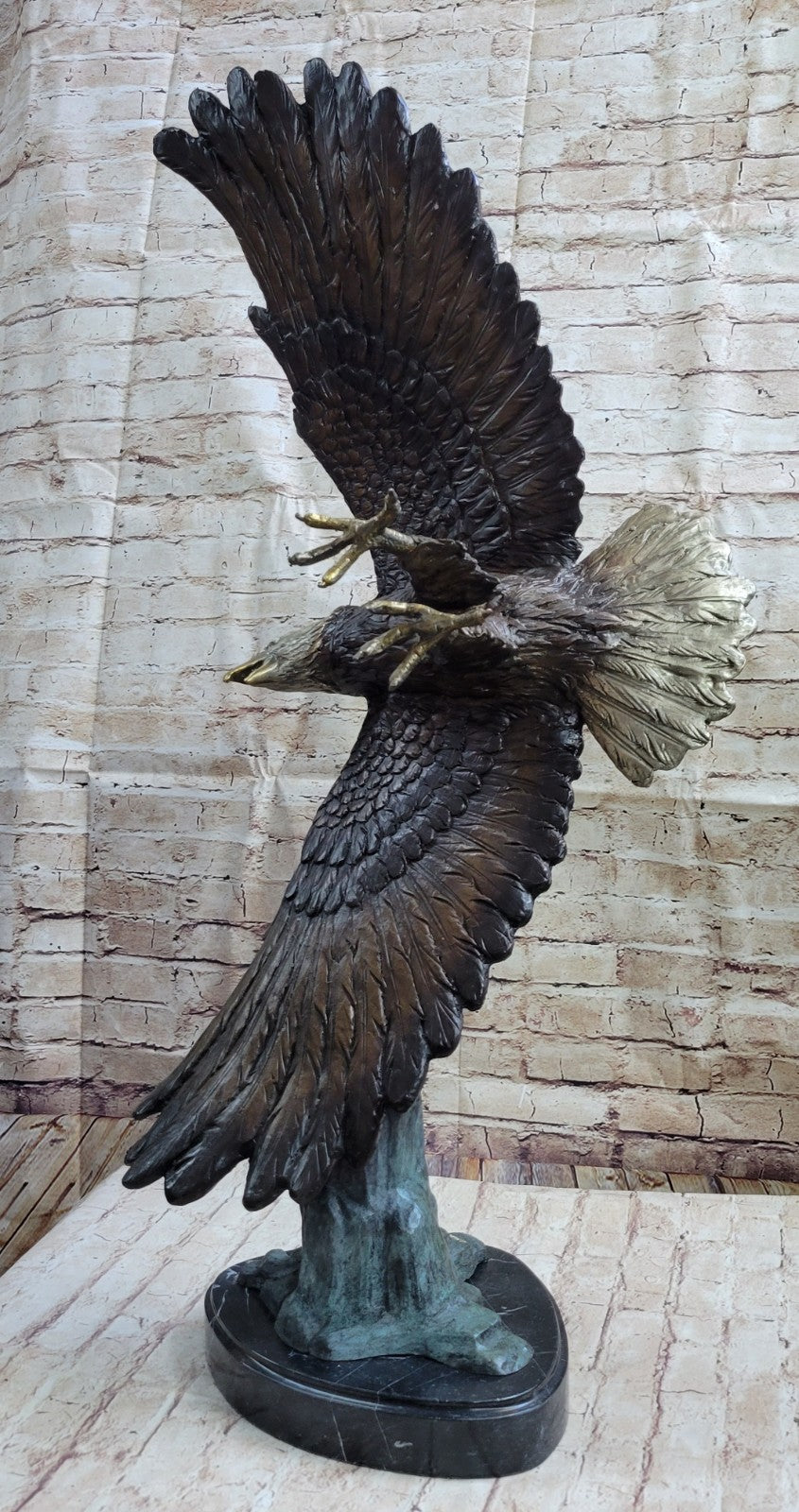 Bronze Eagle Sculpture by French Mogniez-"Majestic Fisherman" BEAUTIFUL & HUGE!