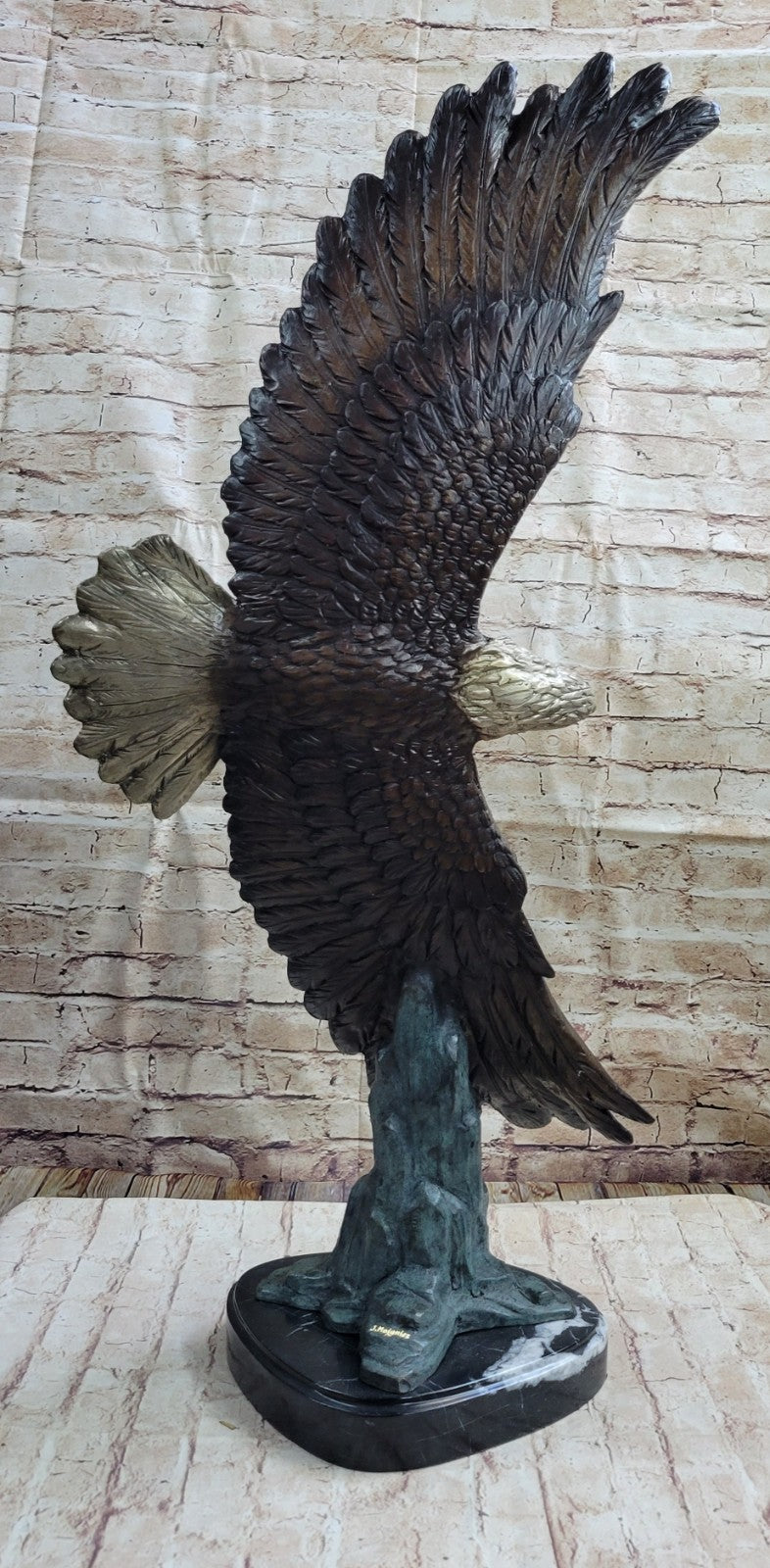 Bronze Eagle Sculpture by French Mogniez-"Majestic Fisherman" BEAUTIFUL & HUGE!