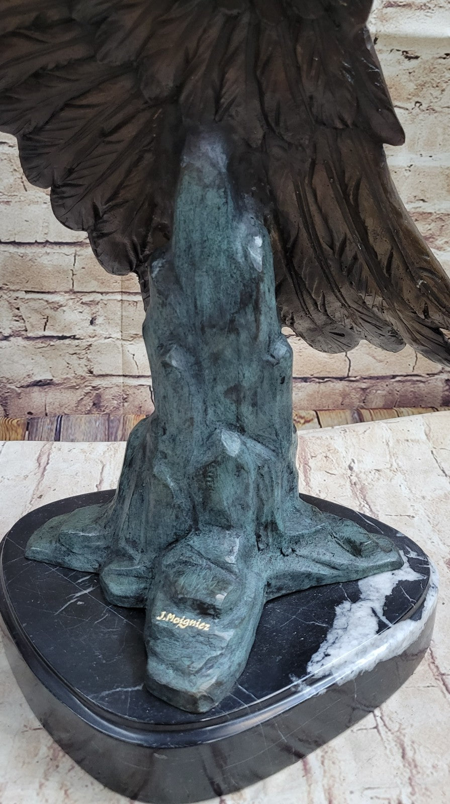 Bronze Eagle Sculpture by French Mogniez-"Majestic Fisherman" BEAUTIFUL & HUGE!