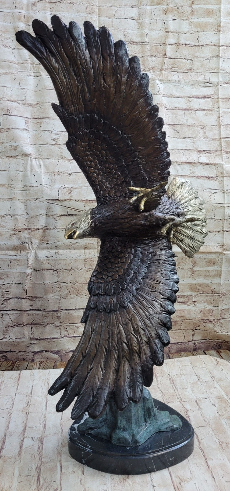 Bronze Eagle Sculpture by French Mogniez-"Majestic Fisherman" BEAUTIFUL & HUGE!