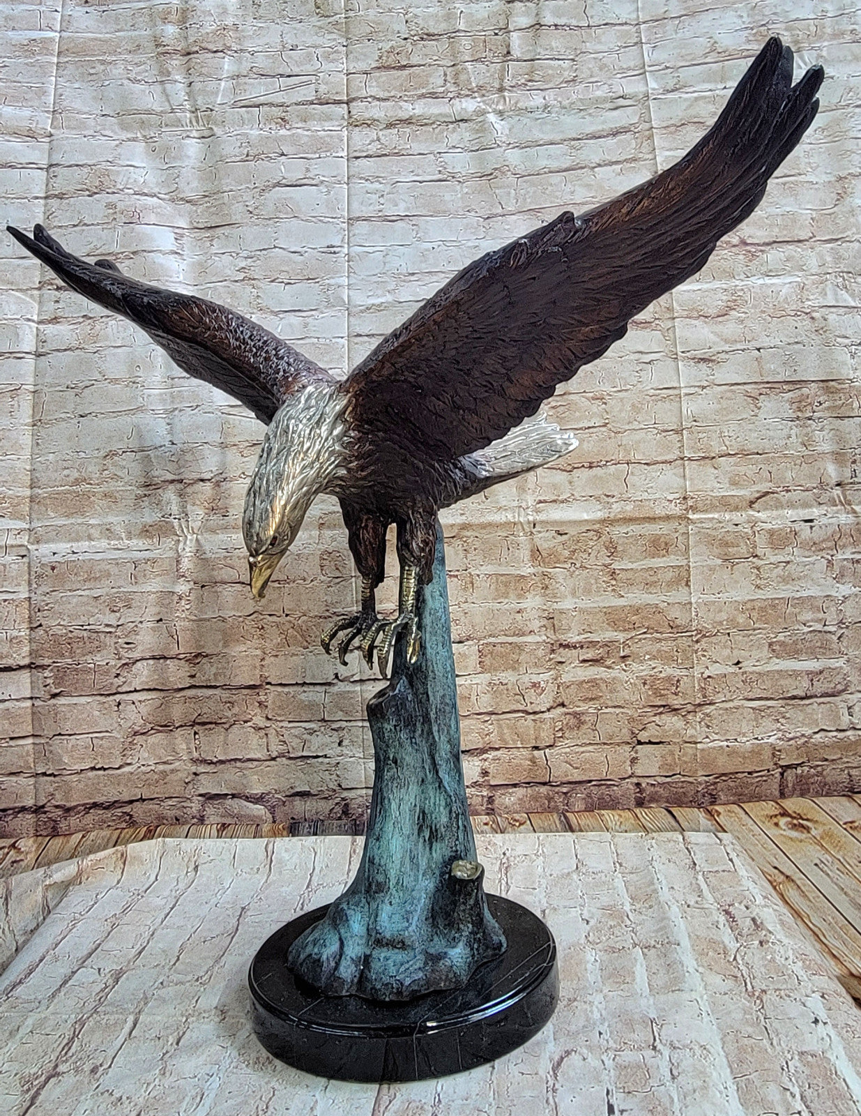 Moigniez Bronze Eagle Sculpture - Multi Color PATINA - Signed Figurine Gift Deal
