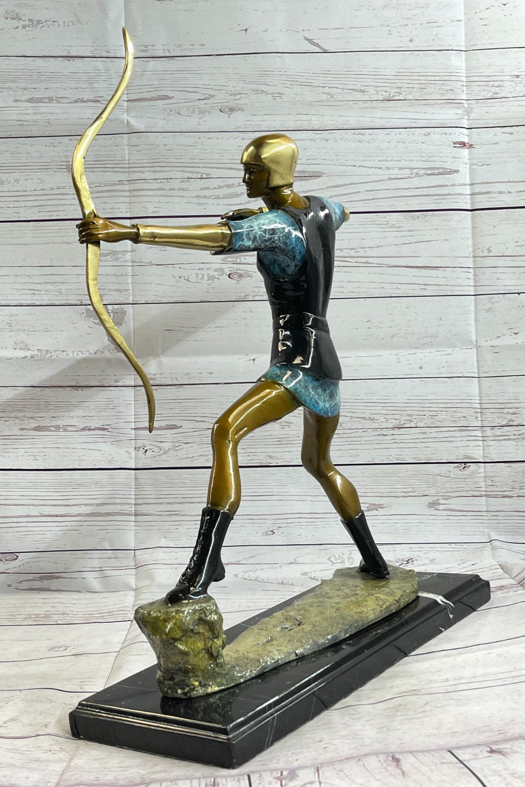 vintage Apollo Greek God Style Archer Nude Male Bronze Sculpture Statue History