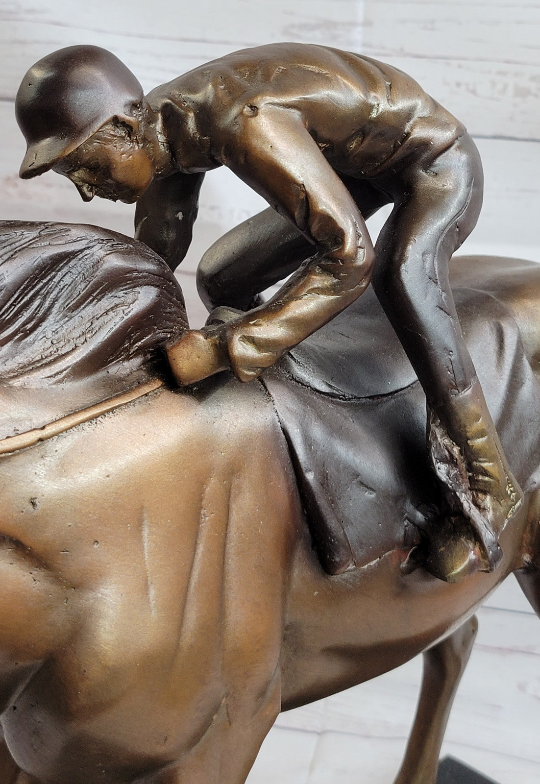 Marius Male Jockey Horse Race Bronze Sculpture - Handcrafted Limited Edition Collectible