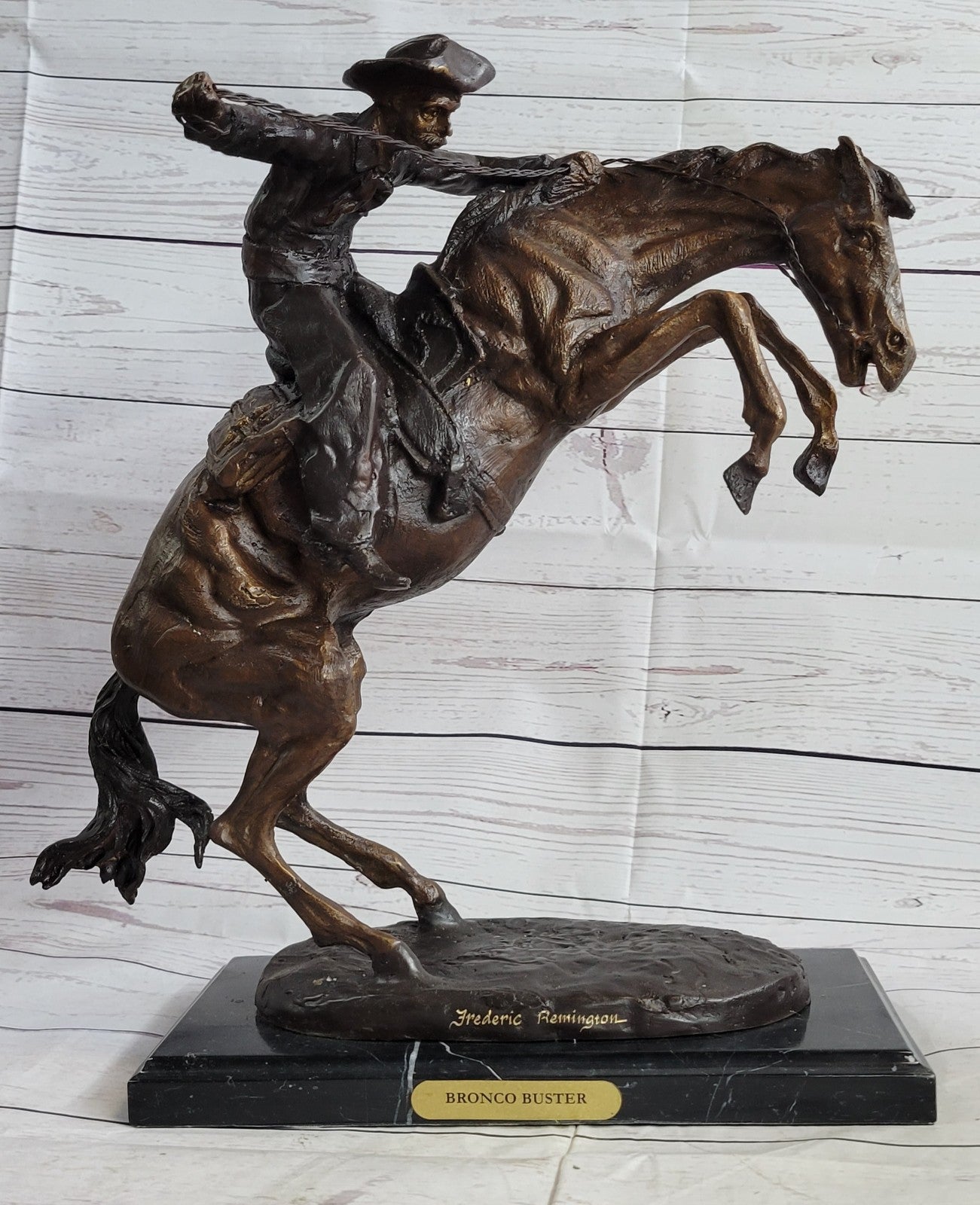 Bronco Buster Solid Bronze Collectible Sculpture Statue by F. Remington 18" Sale