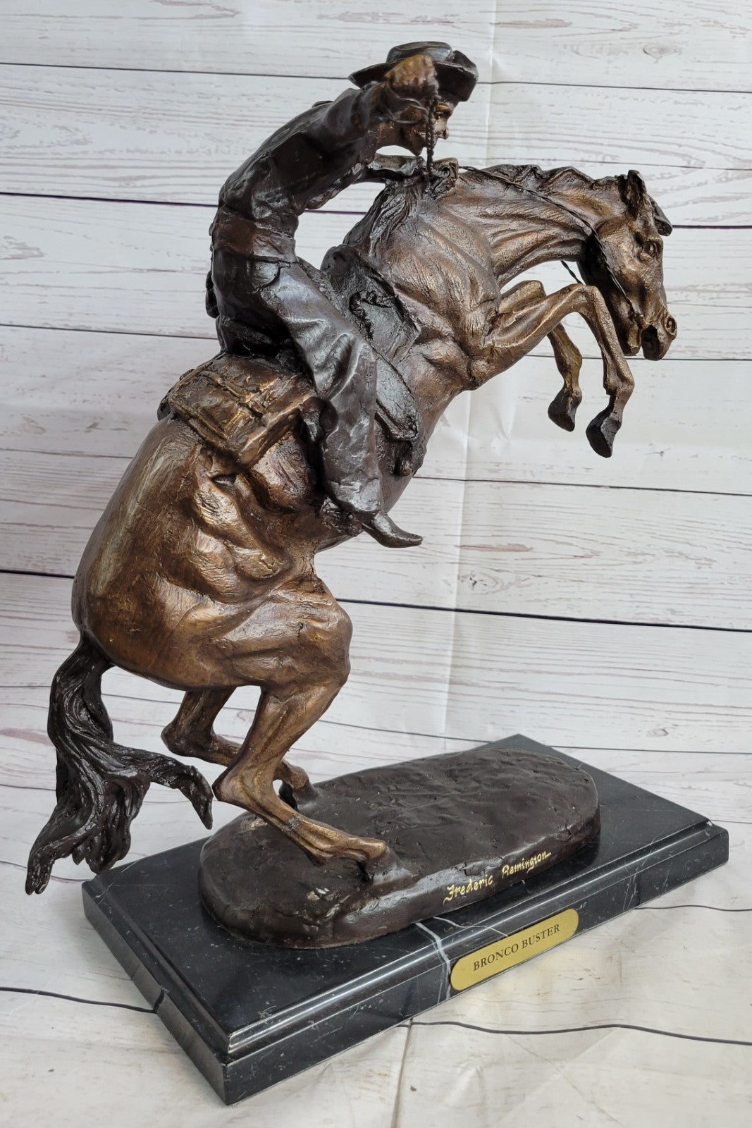 Bronco Buster Solid Bronze Collectible Sculpture Statue by F. Remington 18" Sale