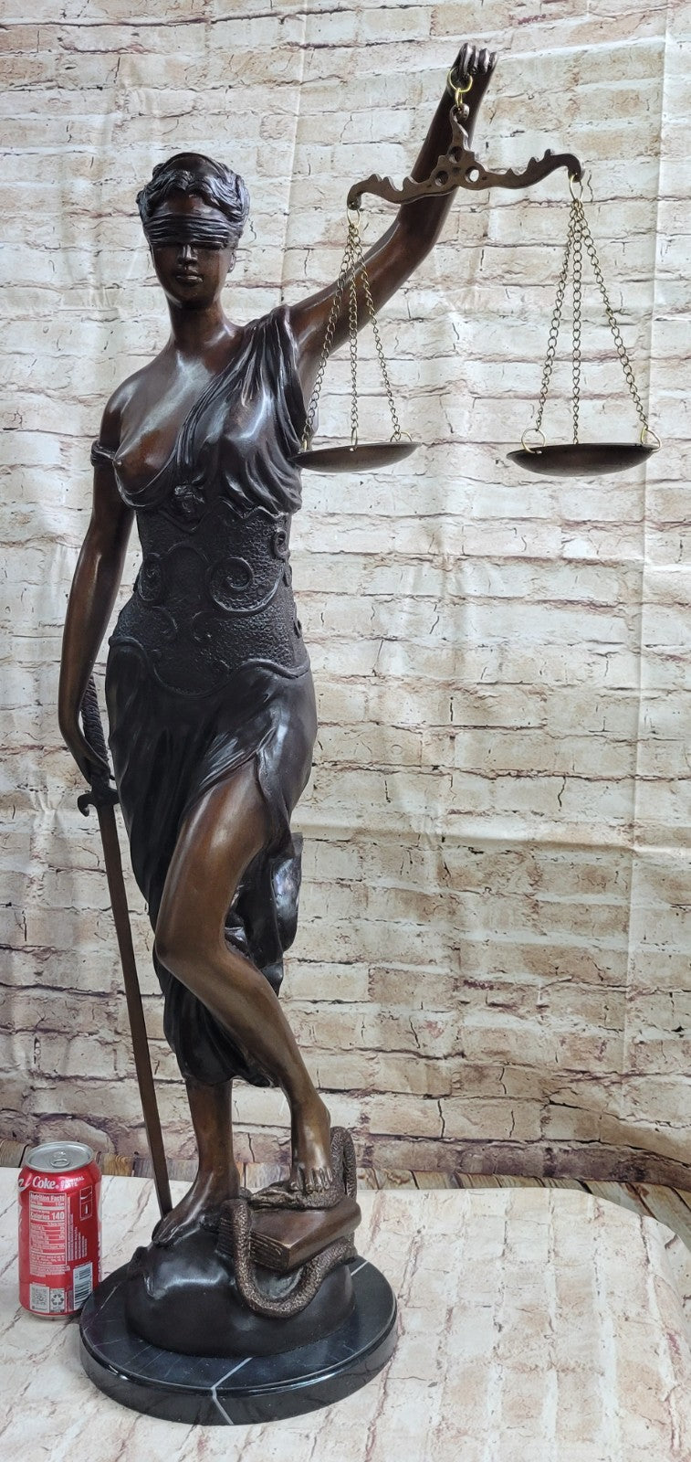 Ancient Greek Goddess Themis / Blind Lady Justice bronze/statue 91cm/36" Nude