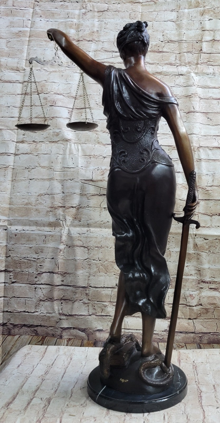 Ancient Greek Goddess Themis / Blind Lady Justice bronze/statue 91cm/36" Nude