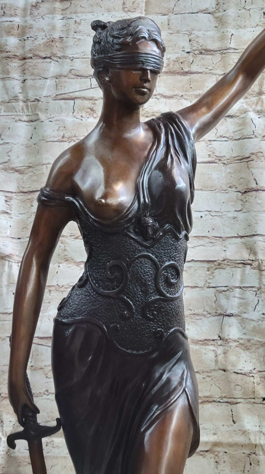Ancient Greek Goddess Themis / Blind Lady Justice bronze/statue 91cm/36" Nude