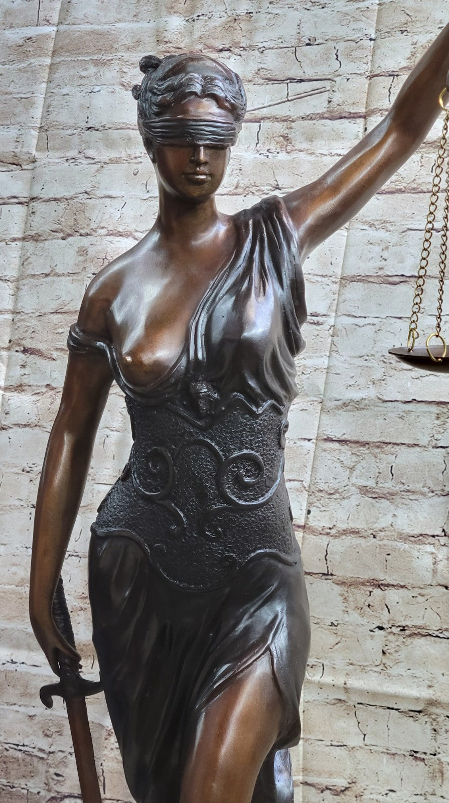 Ancient Greek Goddess Themis / Blind Lady Justice bronze/statue 91cm/36" Nude