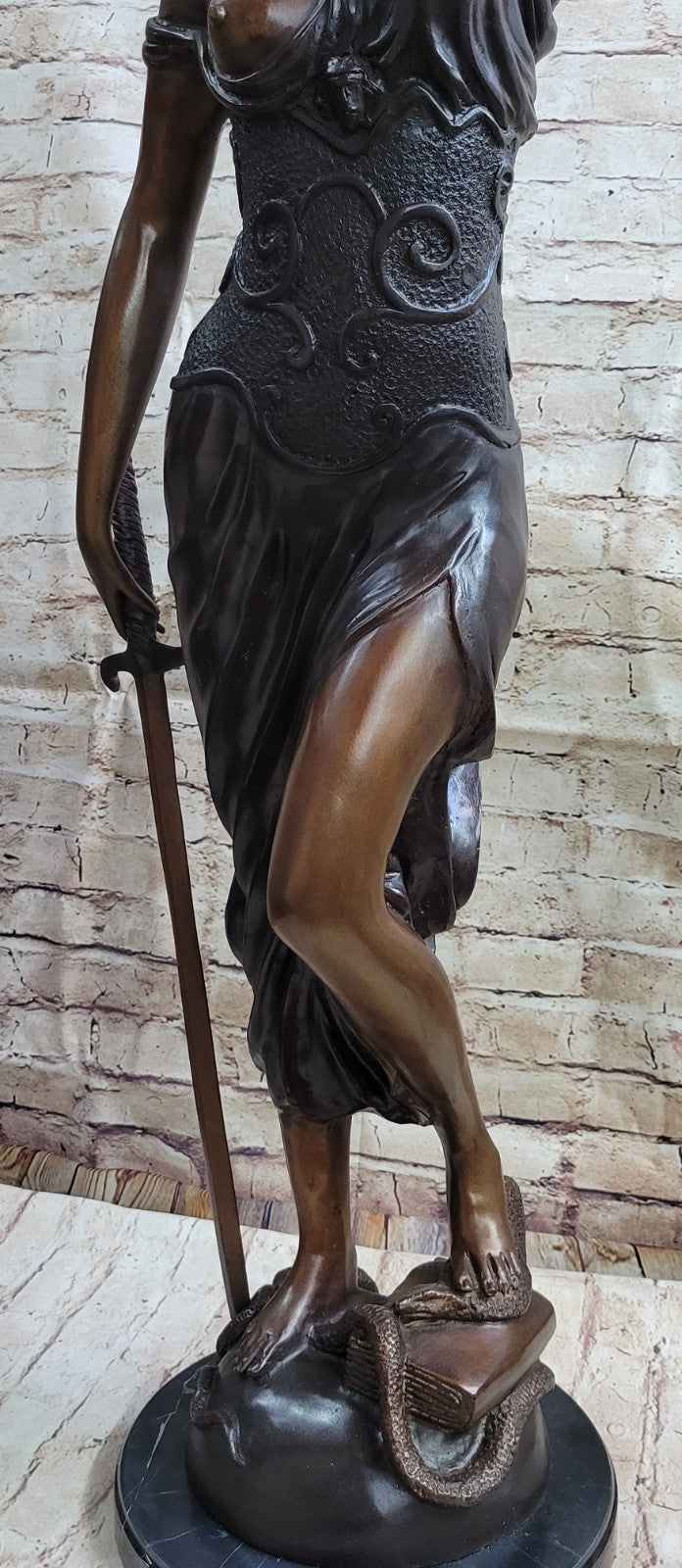 Ancient Greek Goddess Themis / Blind Lady Justice bronze/statue 91cm/36" Nude