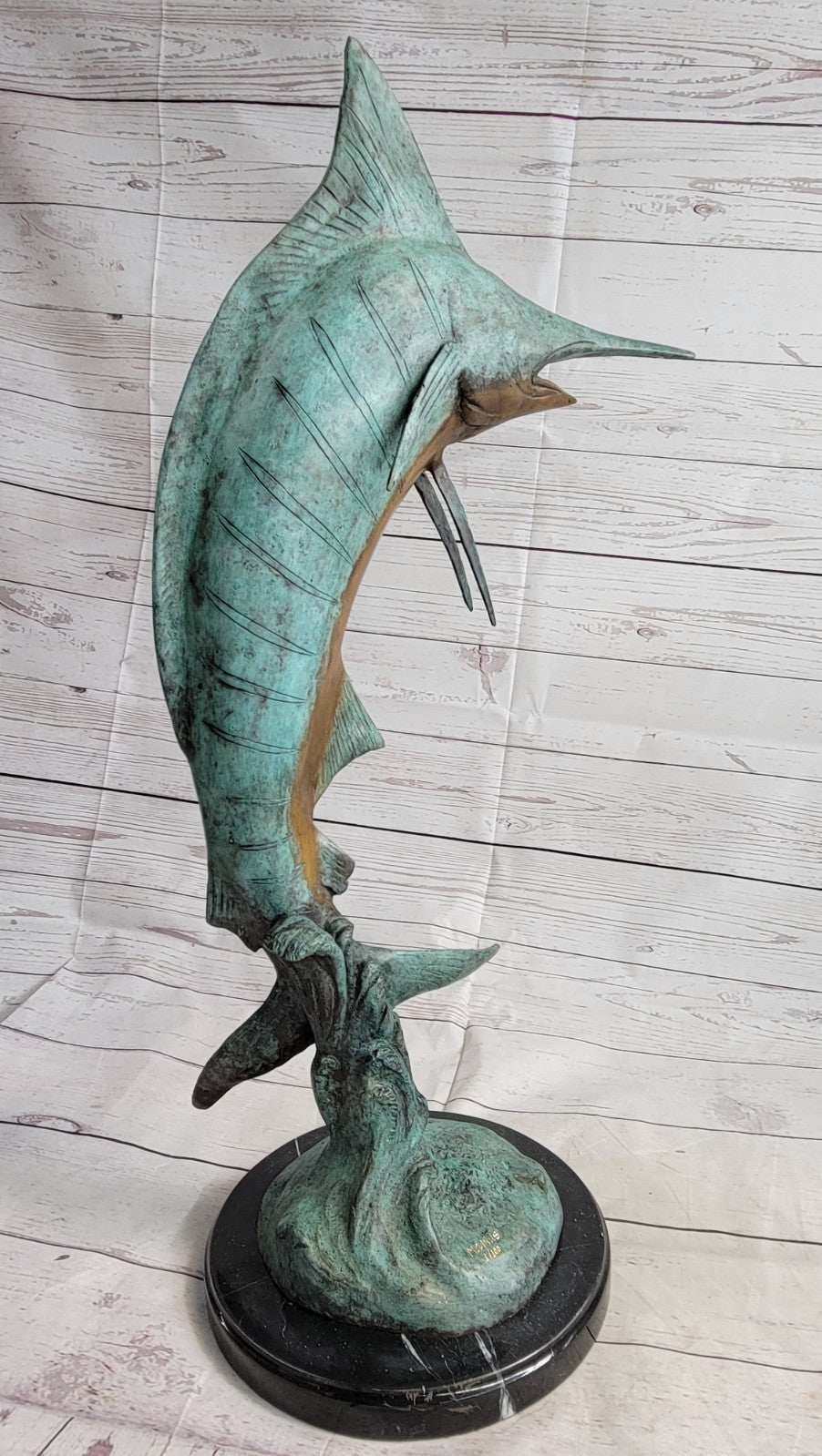 SIGNED MARIUS COLLECTORS EDITION SWORD FISH SEA OCEAN BRONZE STATUE SCULPTURE