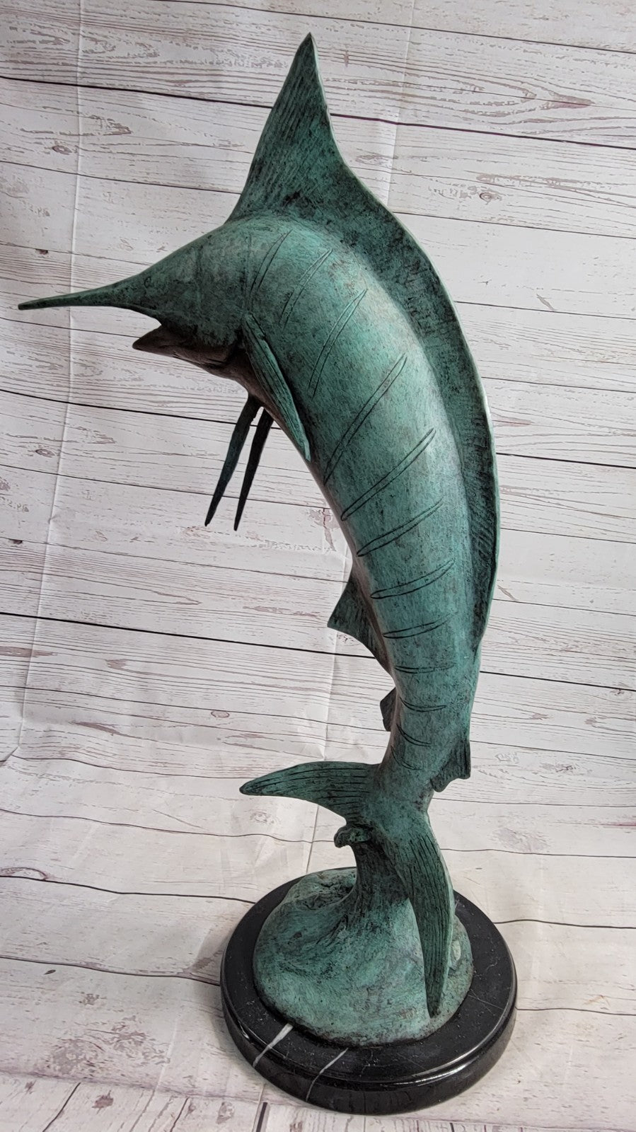 SIGNED MARIUS COLLECTORS EDITION SWORD FISH SEA OCEAN BRONZE STATUE SCULPTURE