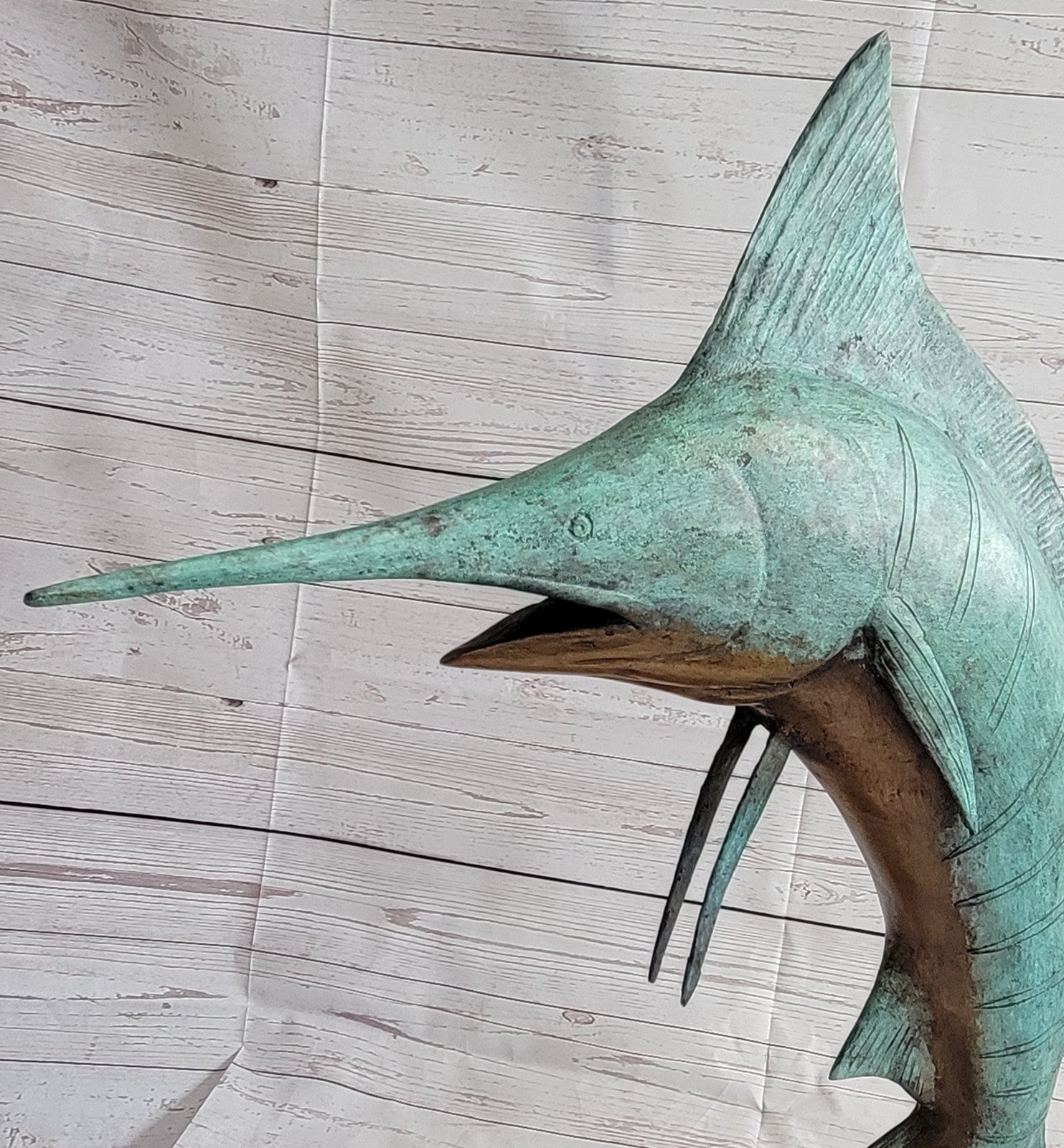 SIGNED MARIUS COLLECTORS EDITION SWORD FISH SEA OCEAN BRONZE STATUE SCULPTURE