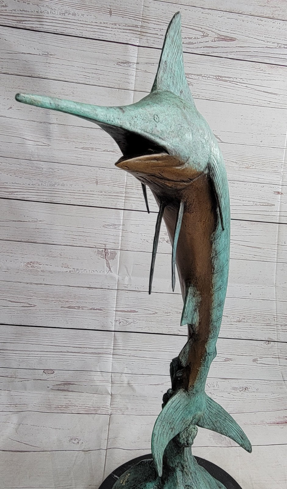 SIGNED MARIUS COLLECTORS EDITION SWORD FISH SEA OCEAN BRONZE STATUE SCULPTURE