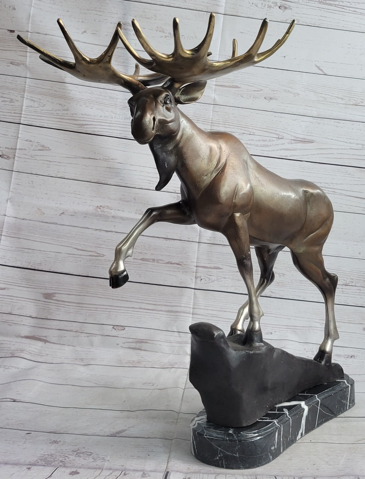 Great Detailed Moose Bronze Sculpture Home/Cabin/Office Decoration Decor Sale