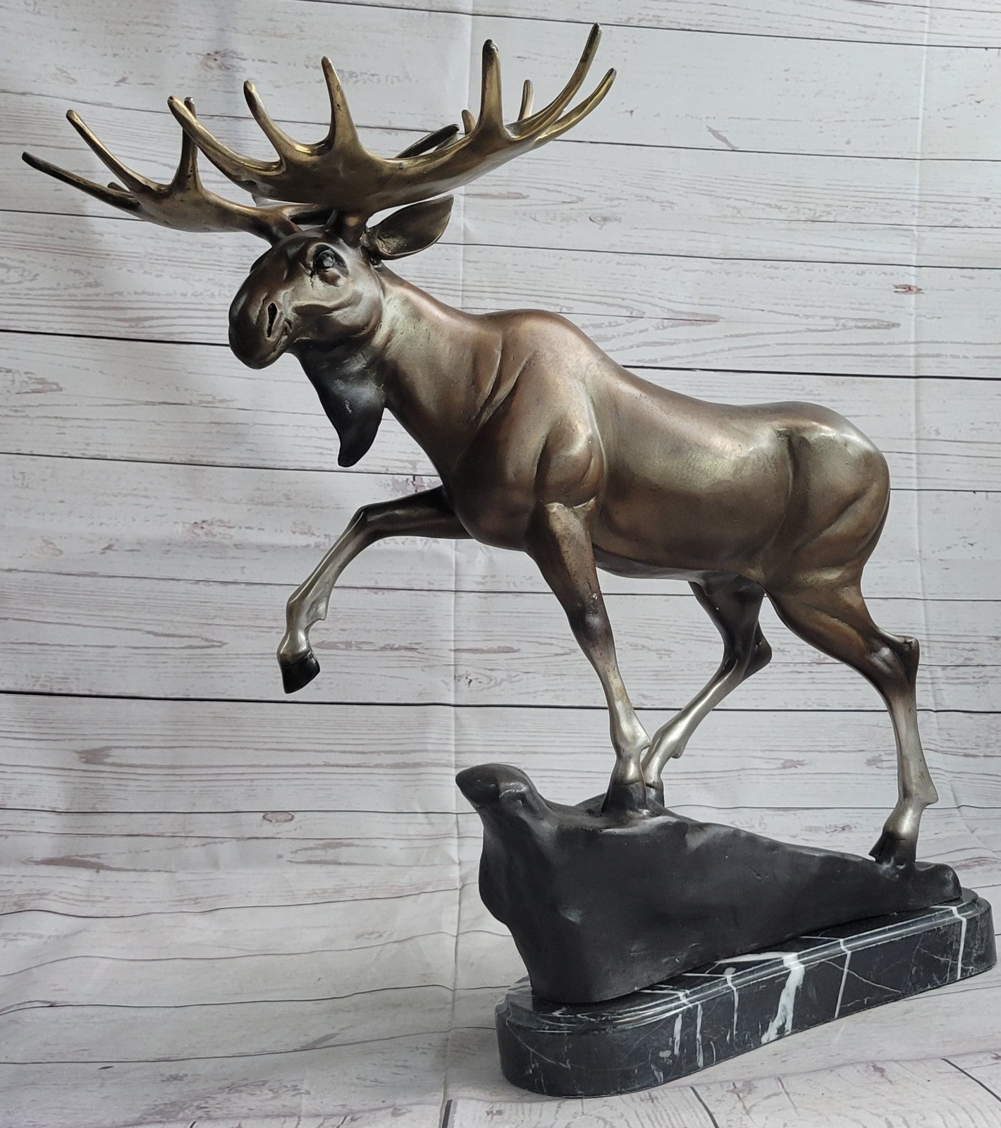 Great Detailed Moose Bronze Sculpture Home/Cabin/Office Decoration Decor Sale