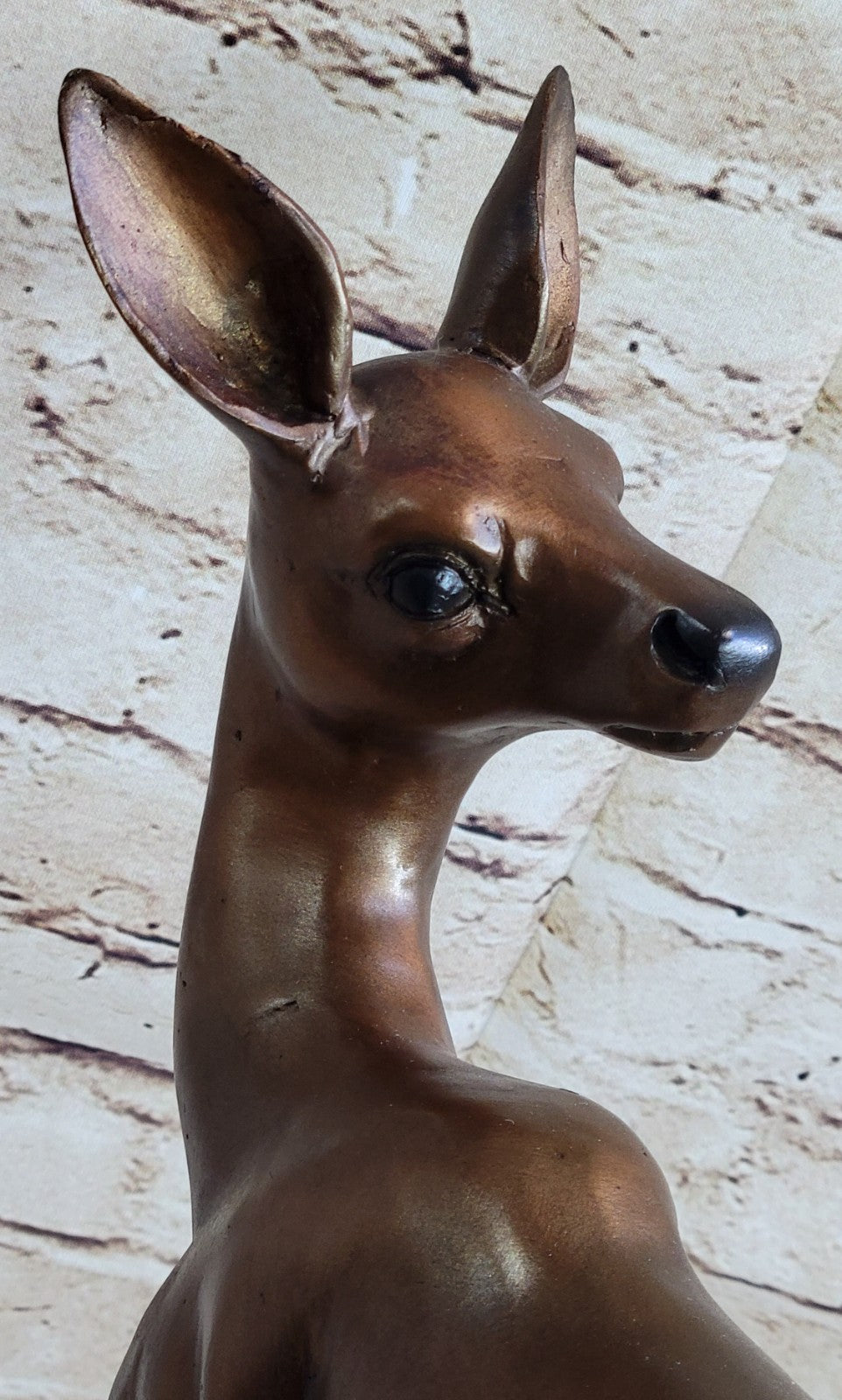 100% Solid Bronze Fawn Deer Animal Wildlife Bronze Sculpture by Moigniez Figure