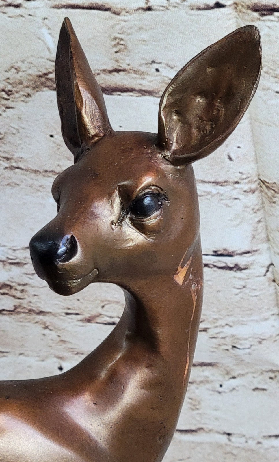 100% Solid Bronze Fawn Deer Animal Wildlife Bronze Sculpture by Moigniez Figure