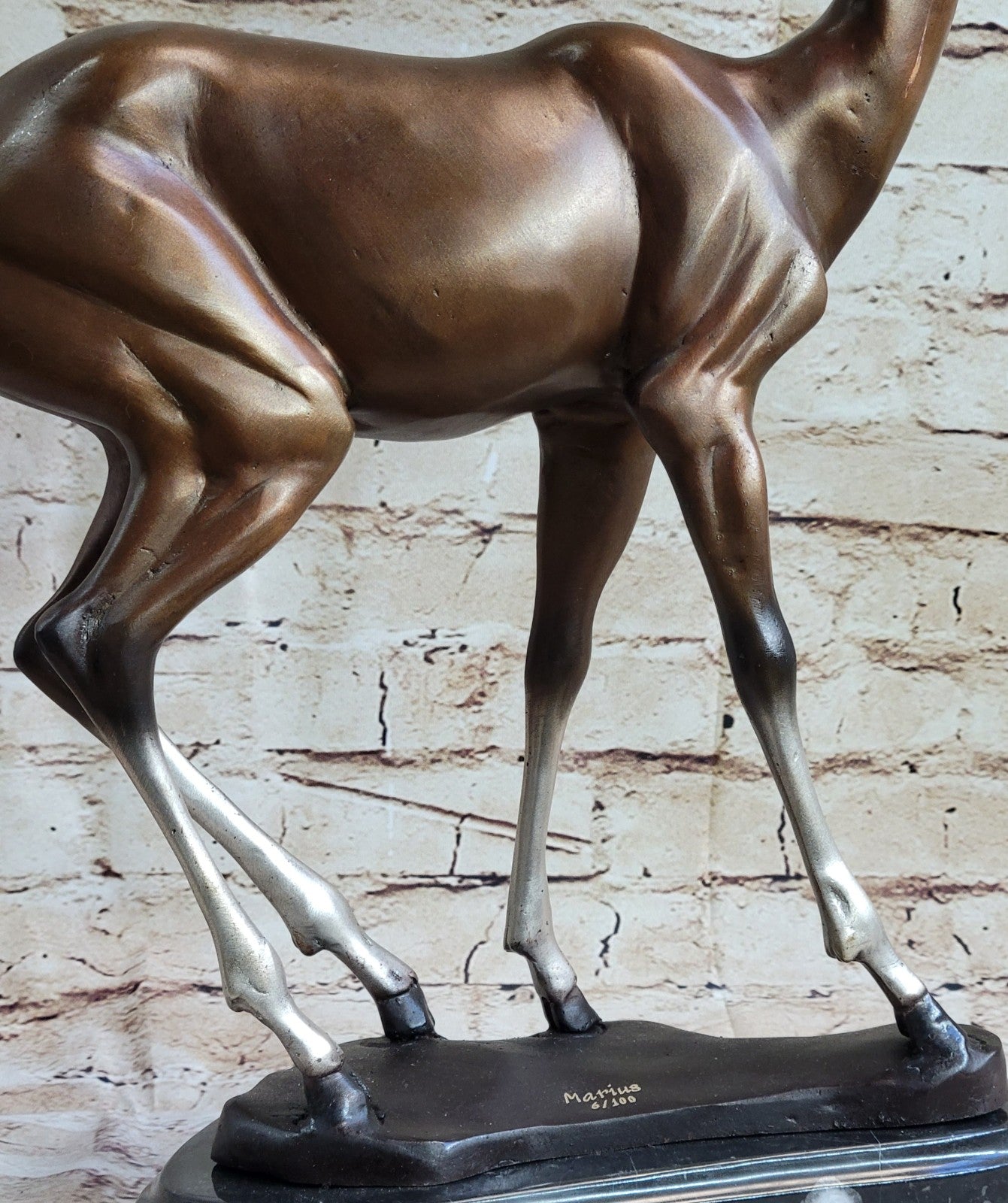 100% Solid Bronze Fawn Deer Animal Wildlife Bronze Sculpture by Moigniez Figure