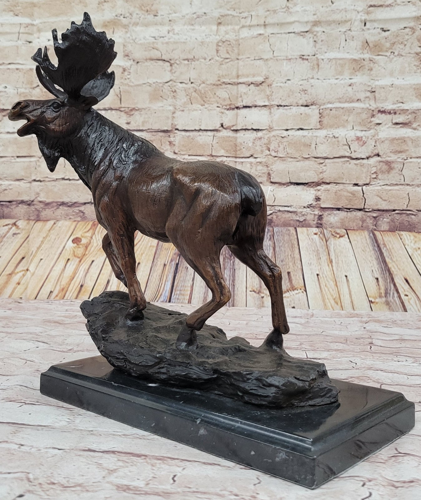 Backyard Indoor/Outdoor Male Deer Stag & Dogs Hunter Cabin Bronze Sculpture Sale