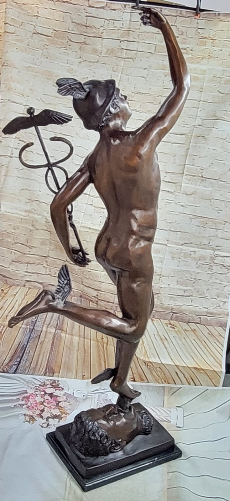 HUGE BRONZE STATUE OF FLYING MERCURY BRONZE SCULPTURE HOT CAST HOME DECOR SALE