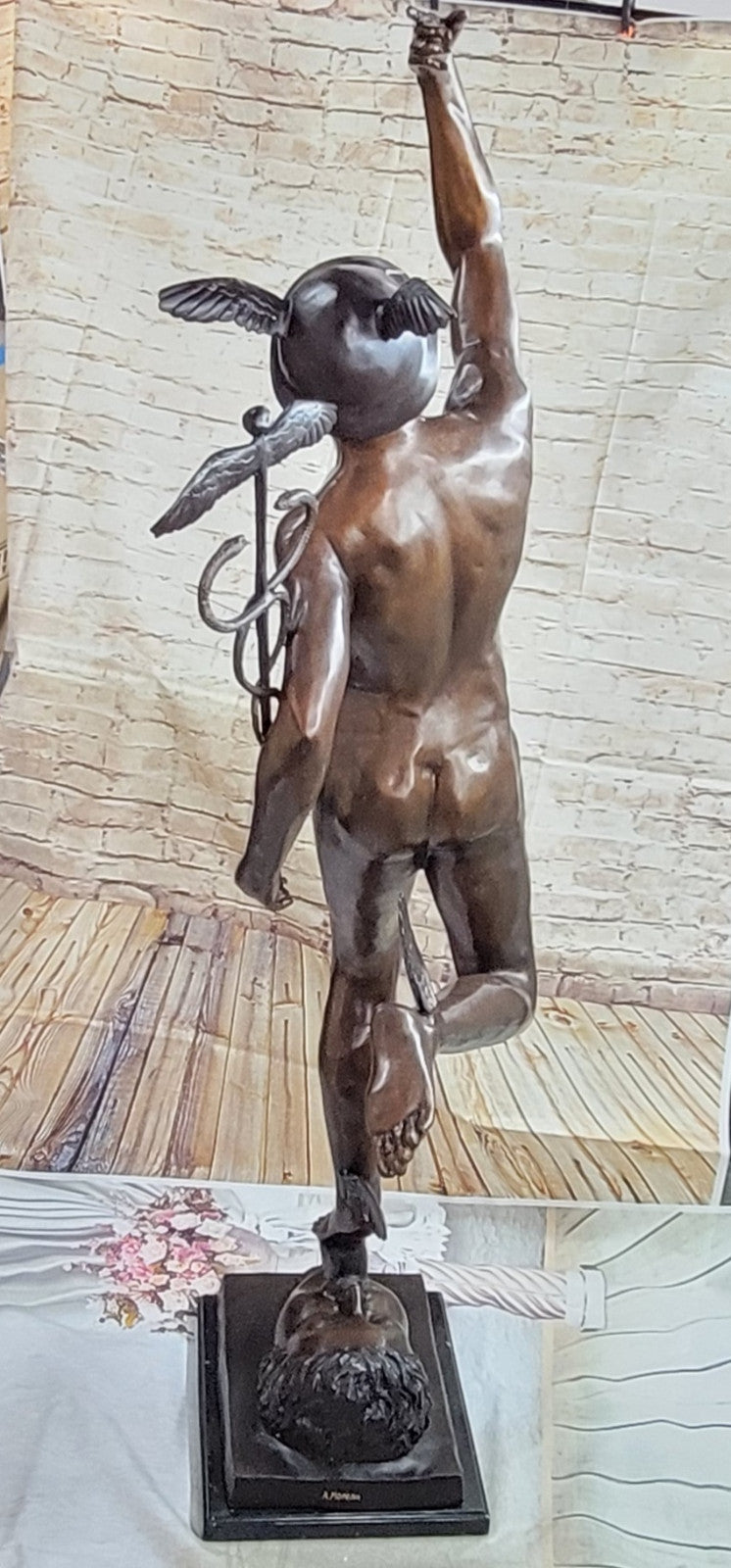 HUGE BRONZE STATUE OF FLYING MERCURY BRONZE SCULPTURE HOT CAST HOME DECOR SALE