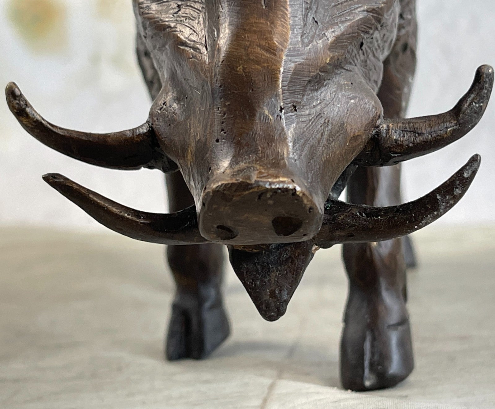 Bronze Art Deco Farm Decor Happy Pig Boar Wild Marble Figure Artwork Figurine