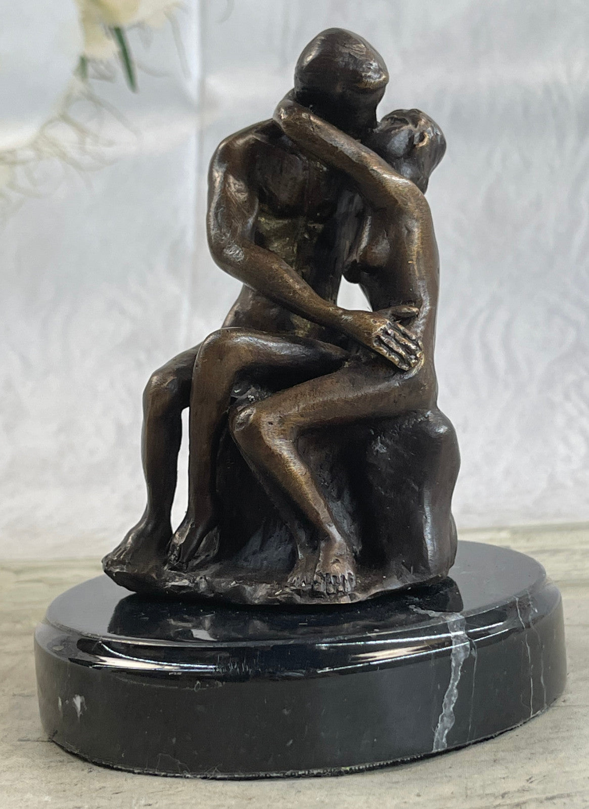 Signed Rodin Kiss Romance Love Lovers Bronze Marble Sculpture Statue Home Decor