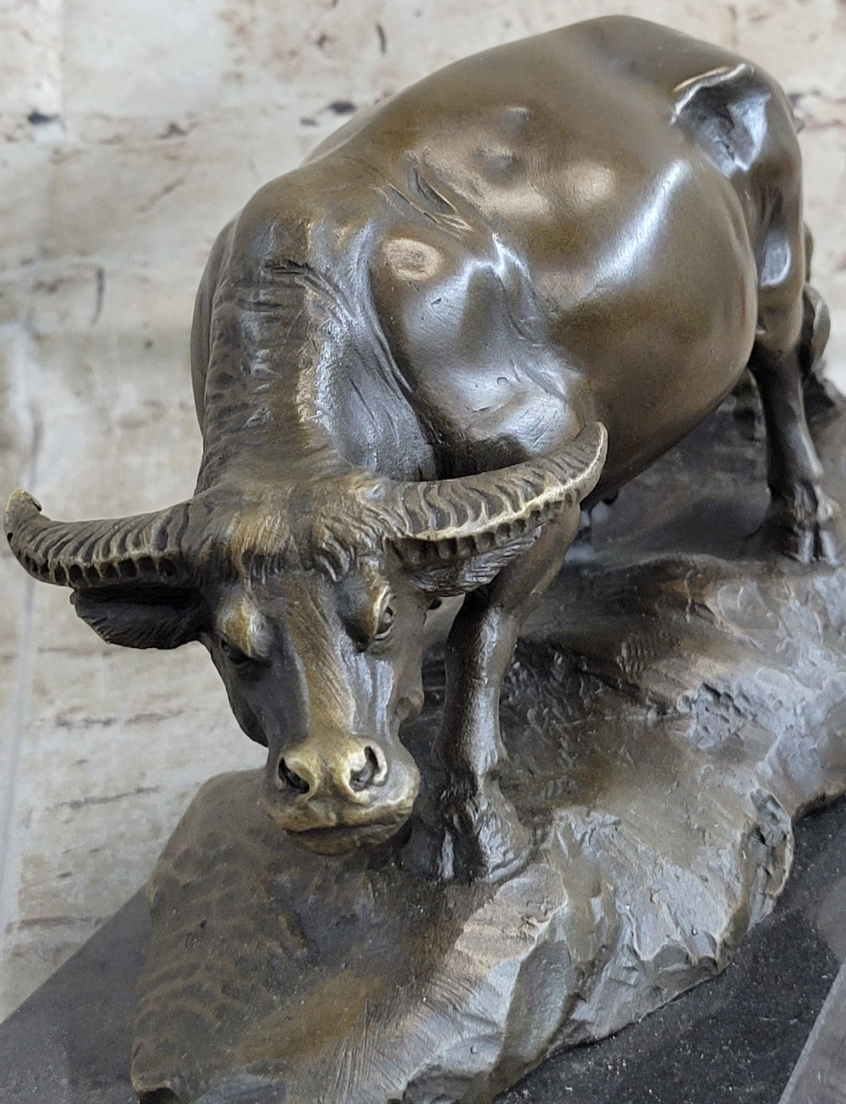 Handcrafted Vienna Bronze Bull Sculpture Abstract Modern Classic Artwork