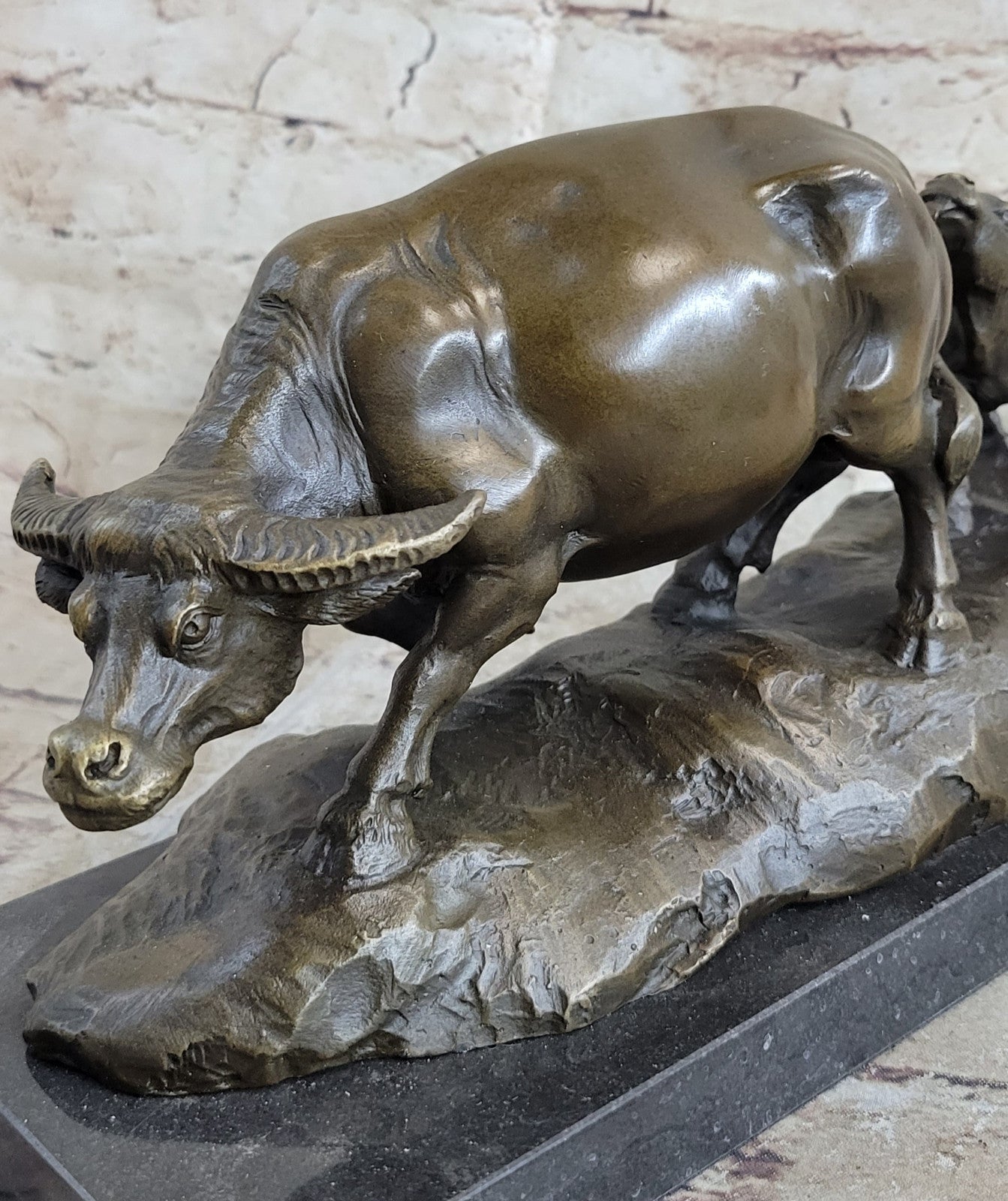 Handcrafted Vienna Bronze Bull Sculpture Abstract Modern Classic Artwork