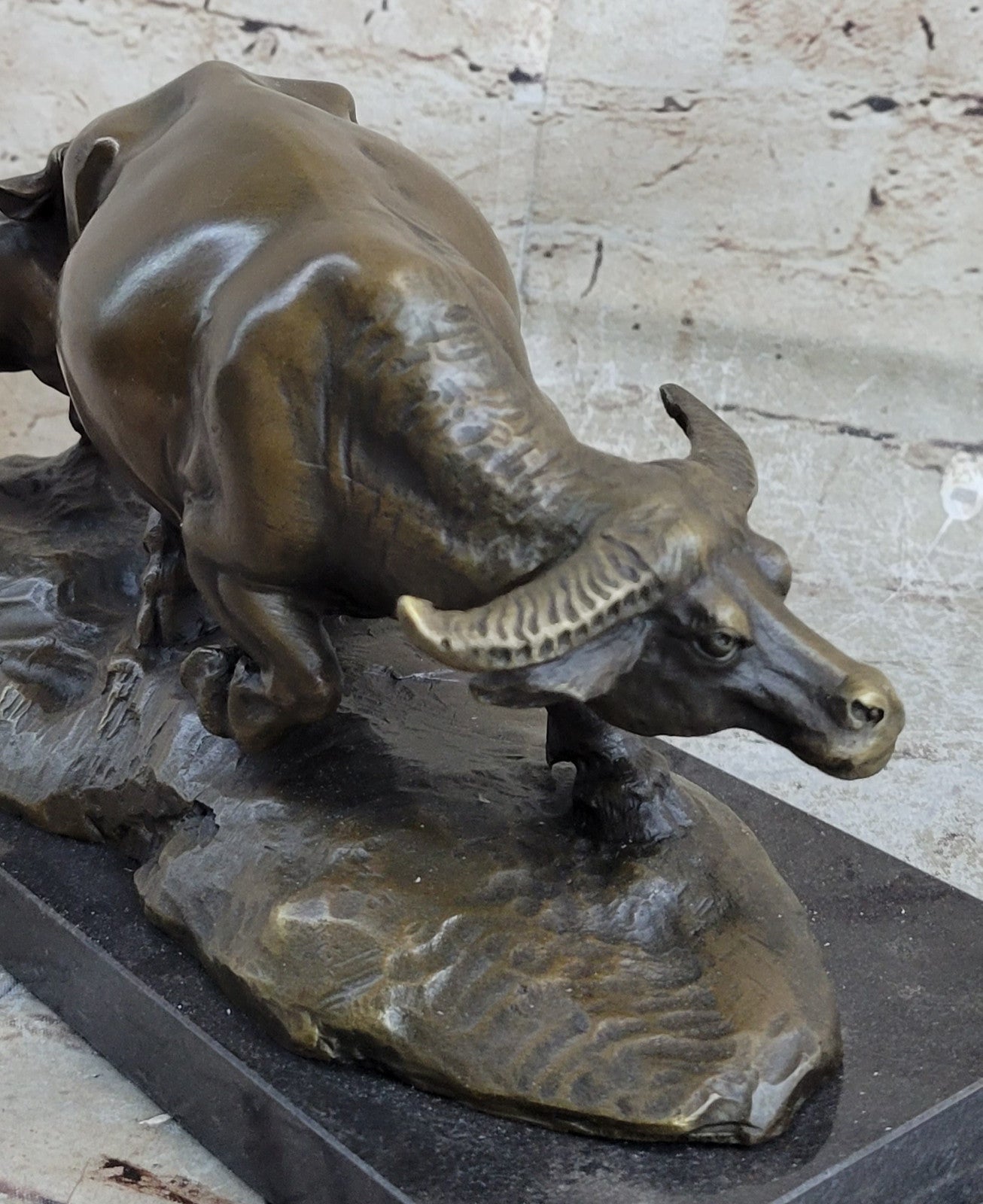 Handcrafted Vienna Bronze Bull Sculpture Abstract Modern Classic Artwork