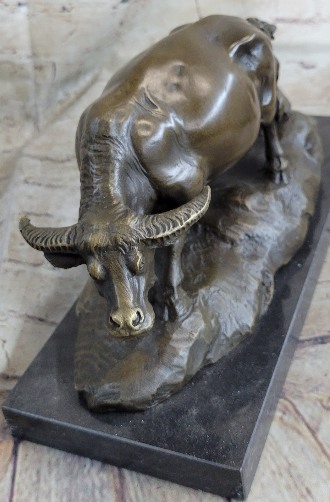 Handcrafted Vienna Bronze Bull Sculpture Abstract Modern Classic Artwork