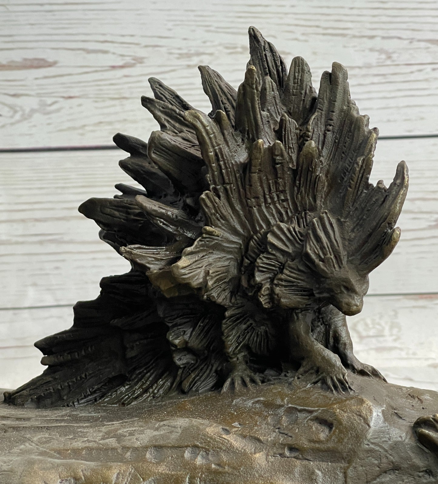 Hot Cast Bronze: Lion Attacking Porcupine Statue by Milo, Fine Art Sculpture Gift