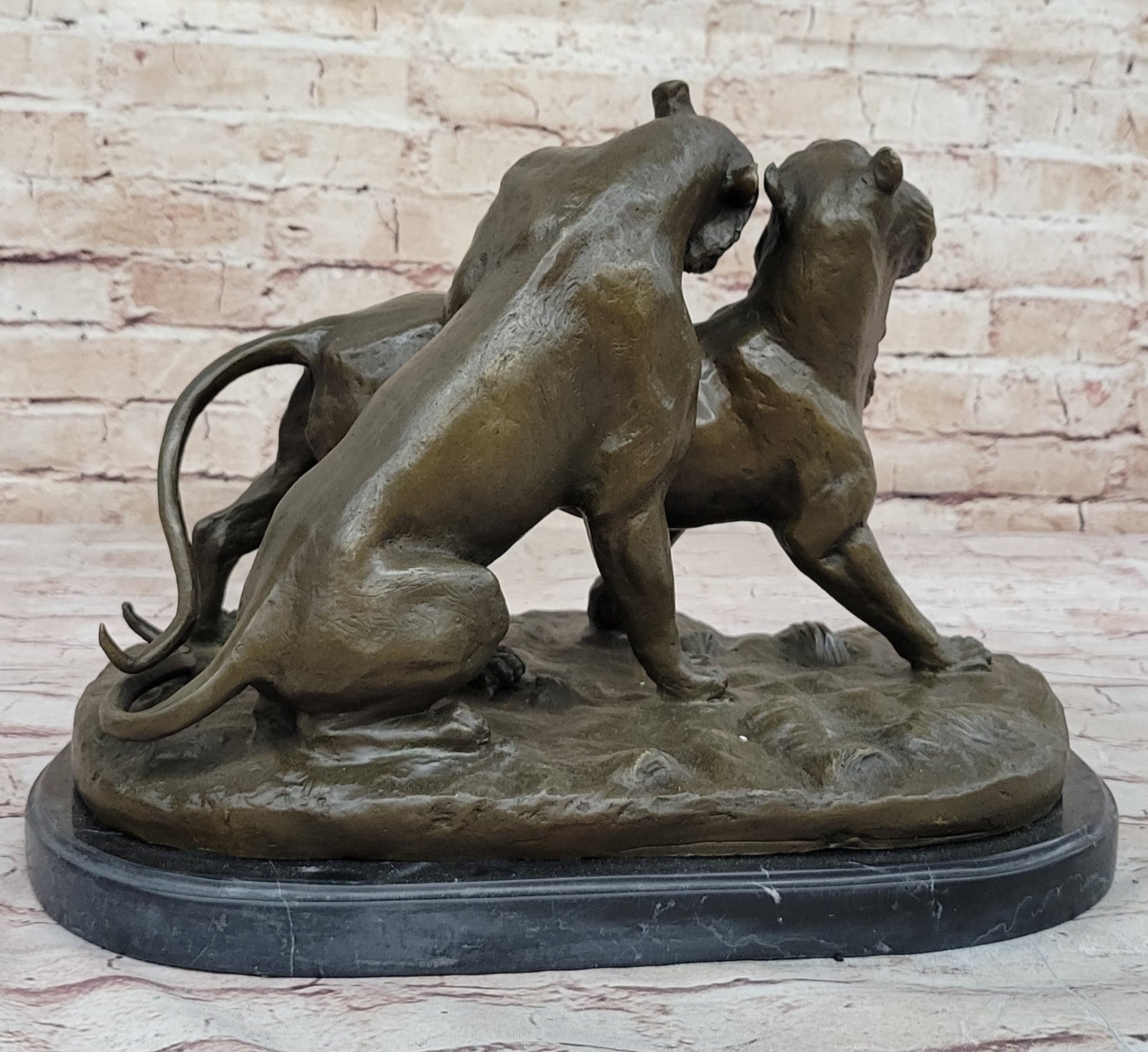 Hot Cast Wildlife Sculpture: Charles Valton`s Signed Bronze Mountain Lion Statue