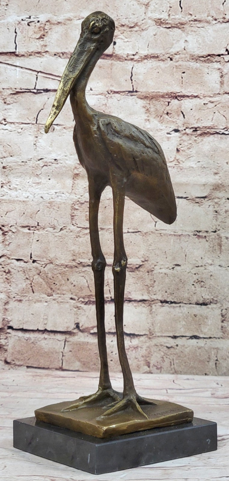 REMBRANDT BUGATTI STORK EXOTIC BIRD BRONZE SCULPTURE HOT CAST HOME CABIN DECOR